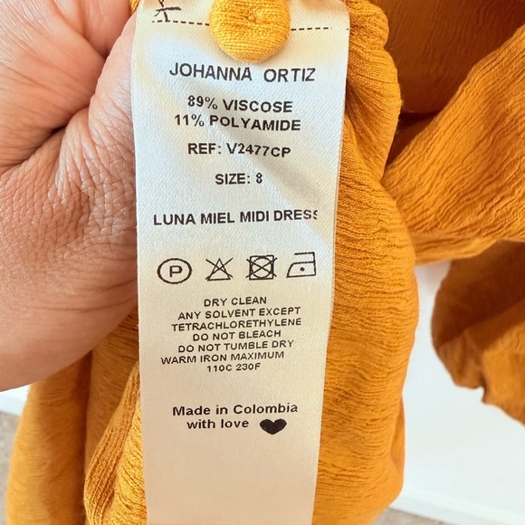Johanna Ortiz Marigold Yellow Luna Miel Convertible Textured Crepe Midi Dress 8 - Picture 8 of 11